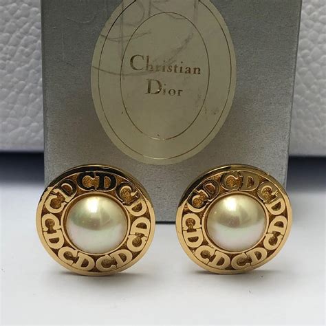 dior cd earrings gold|christian dior vintage pearl earrings.